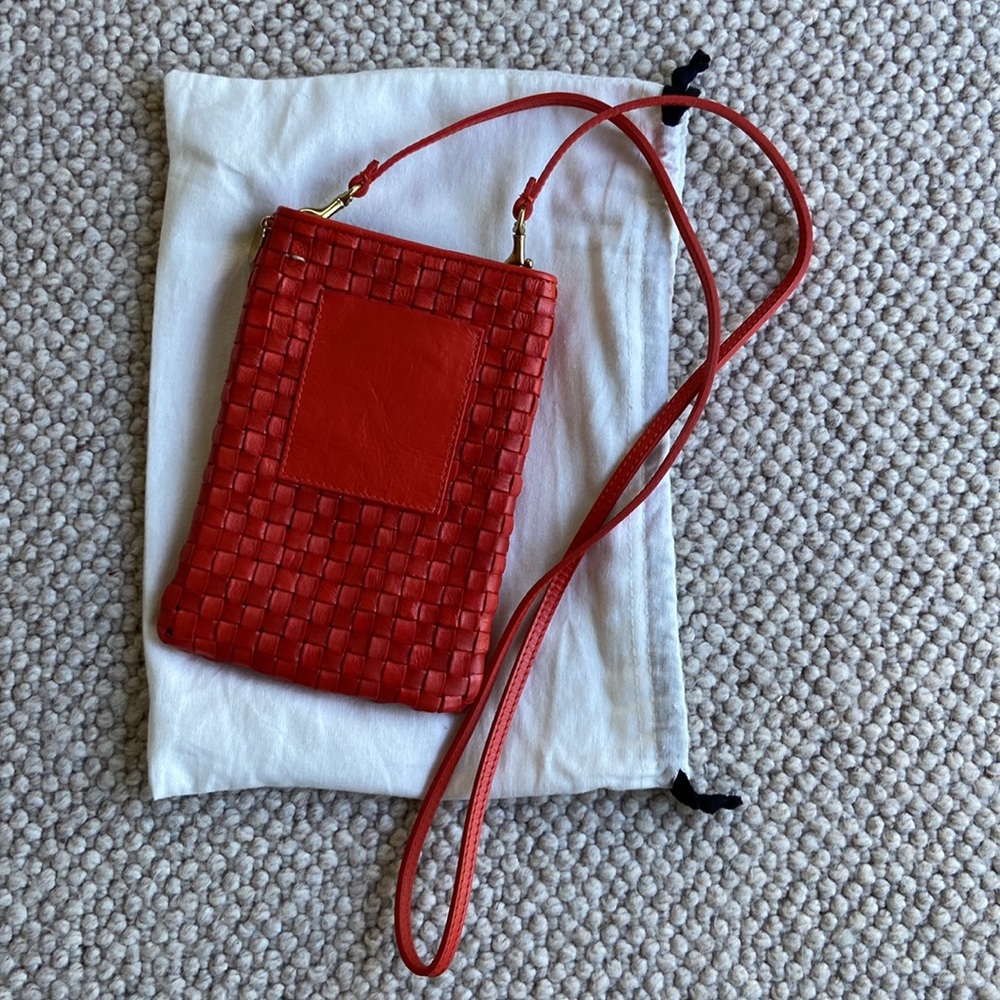 Clare V Red Woven Crossbody Bag